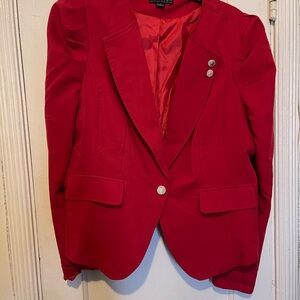 Red Women's Blazer Jacket - Tailored Single-Button